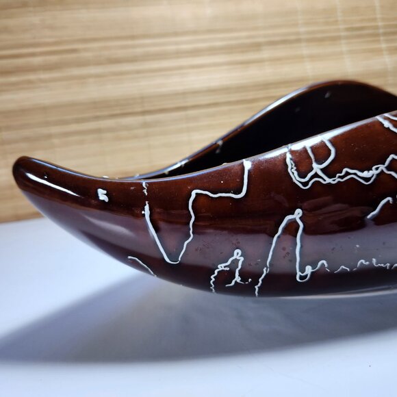 Vintage Vase Planter Beauceware Canada TV Top Ceramic Variegated Brown MCM - Picture 2 of 9